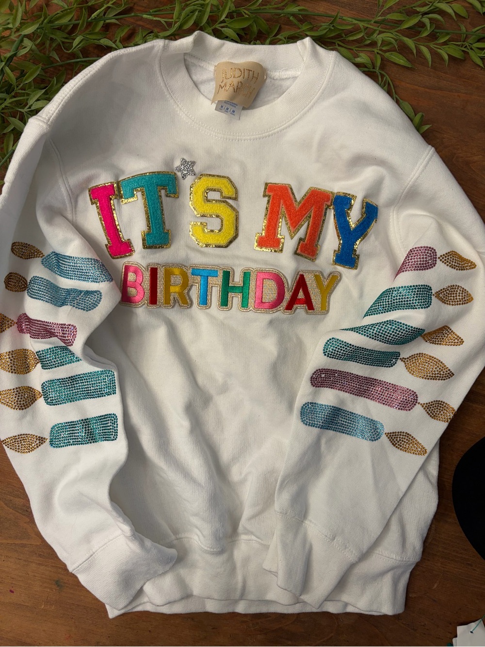 Judith March White "It's My Birthday" Multicolor Sequin Girls Sweatshirt